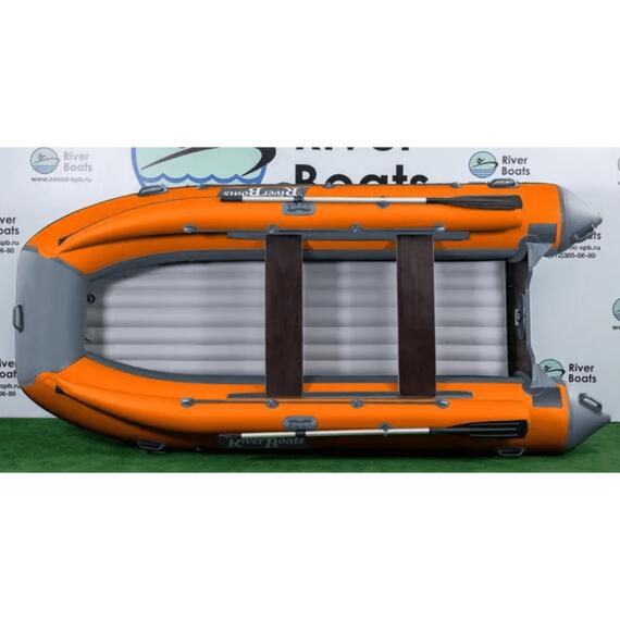 Надувная лодка RiverBoats RB 370 НДНД Фальшборт (серо-оранжевый), Цвет: серо-оранжевый, фото 