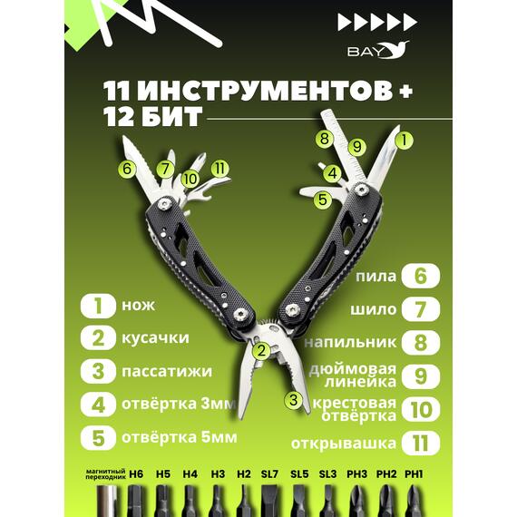 Мультитул туристический 3504 в чехле, фото , изображение 3