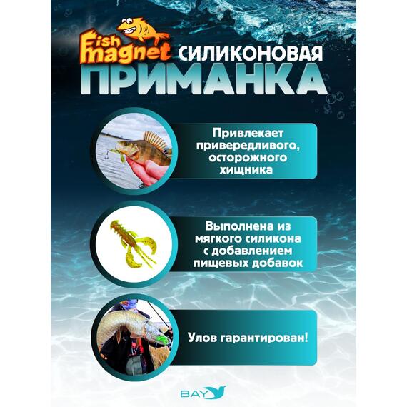 Силиконовая приманка Fish Magnet SHREDER 2.4 размер 61 мм, цвет 002, Цвет: 002, Вес: 0.4 г, фото , изображение 2