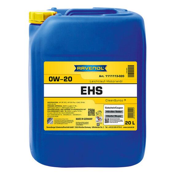 Моторное масло RAVENOL EHS SAE 0W-20 (20л), Объем, л: 20, фото 