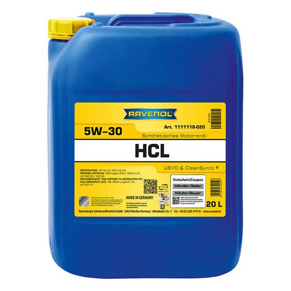 Моторное масло RAVENOL HCL SAE 5W-30 (20л), Объем, л: 20, фото 