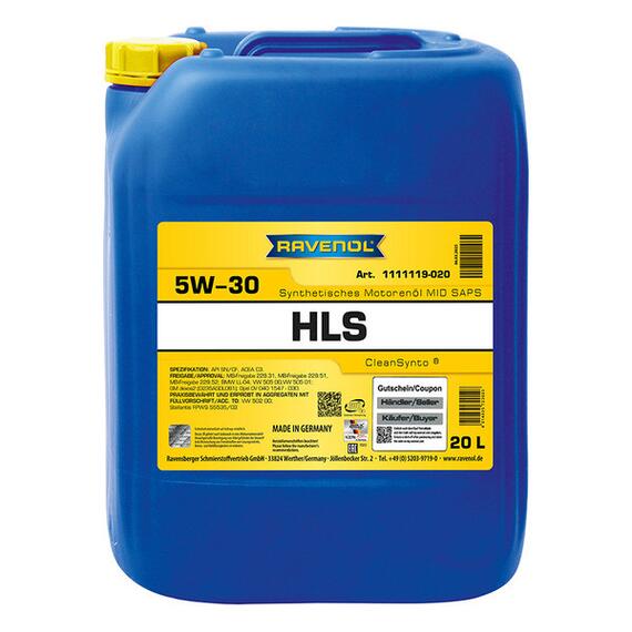 Моторное масло RAVENOL HLS SAE 5W-30 (20л), Объем, л: 20, фото 