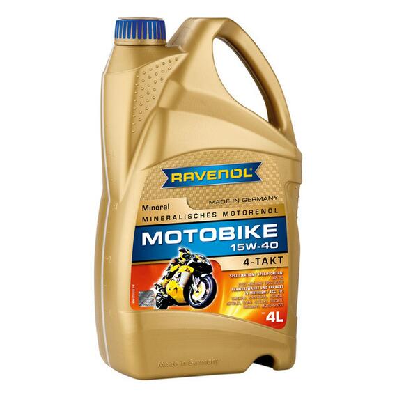 Моторное масло RAVENOL Motobike 4-T Mineral SAE 15W-40 (4л), Объем, л: 4, фото 