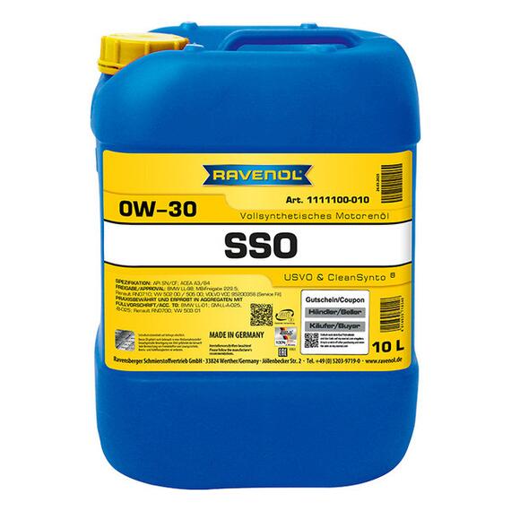 Моторное масло RAVENOL SSO SAE 0W-30 (10л), Объем, л: 10, фото 