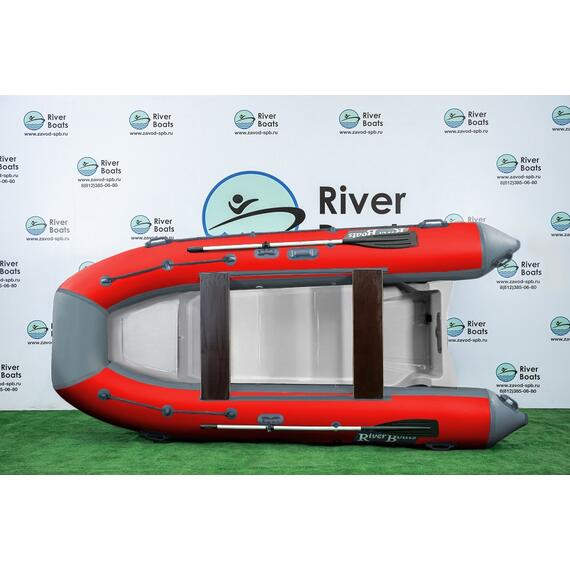 Надувная лодка РИБ RiverBoats RB 380 Встроенный рундук (серо-красный), Цвет: серо-красный, фото , изображение 2
