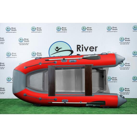 Надувная лодка РИБ RiverBoats RB 380 Встроенный рундук (серо-красный), Цвет: серо-красный, фото 