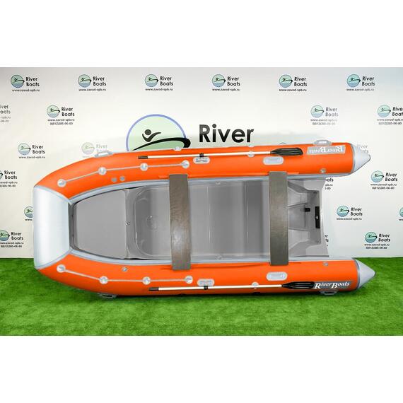 Надувная лодка RiverBoats RB 430 (Встроенный рундук) (транец S— 410 мм.), Цвет: бело-оранжевый, фото , изображение 2