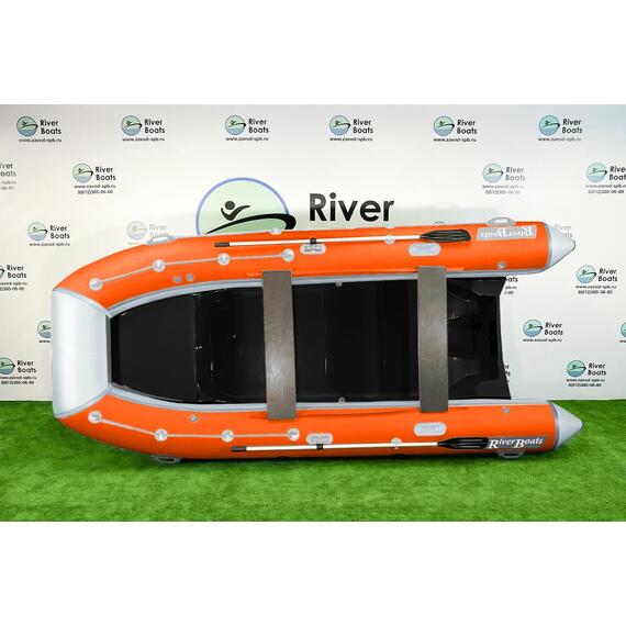 Надувная лодка RiverBoats RB 430 (Встроенный рундук) (транец S— 410 мм.), Цвет: бело-оранжевый, фото , изображение 3