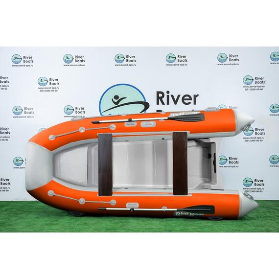 Надувная лодка РИБ RiverBoats RB 380 Встроенный рундук (бело-оранжевый), Цвет: бело-оранжевый, фото , изображение 2