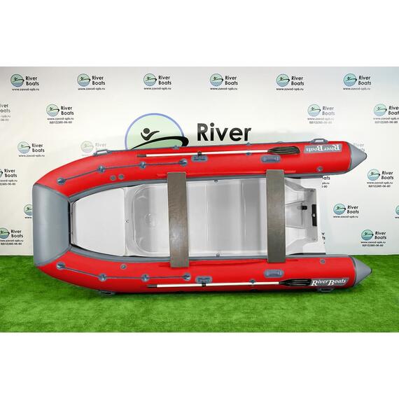 Надувная лодка RiverBoats RB 430 (Встроенный рундук) (транец S— 410 мм.), Цвет: серо-красный, фото 