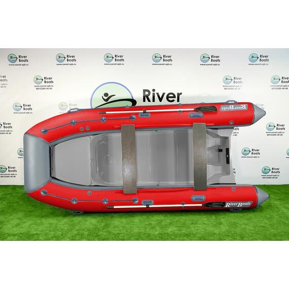 Надувная лодка RiverBoats RB 430 (Встроенный рундук) (транец S— 410 мм.), Цвет: серо-красный, фото , изображение 3