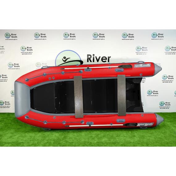 Надувная лодка RiverBoats RB 430 (Встроенный рундук) (транец L — 515 мм.), Цвет: серо-красный, фото , изображение 3