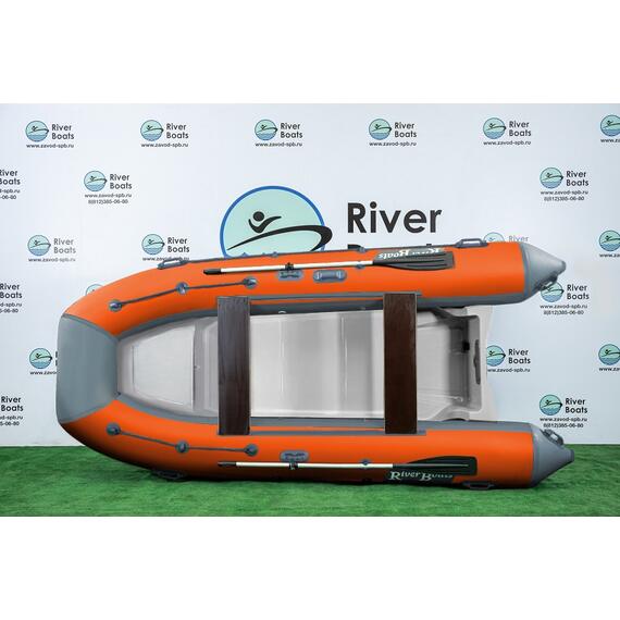 Надувная лодка РИБ RiverBoats RB 380 Встроенный рундук (серо-оранжевый), Цвет: серо-оранжевый, фото , изображение 2