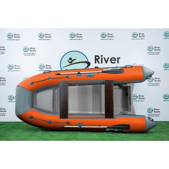 Надувная лодка РИБ RiverBoats RB 380 Встроенный рундук (серо-оранжевый), Цвет: серо-оранжевый, фото 