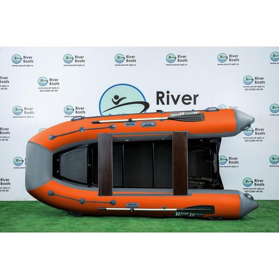 Надувная лодка РИБ RiverBoats RB 380 Встроенный рундук (серо-оранжевый), Цвет: серо-оранжевый, фото , изображение 3