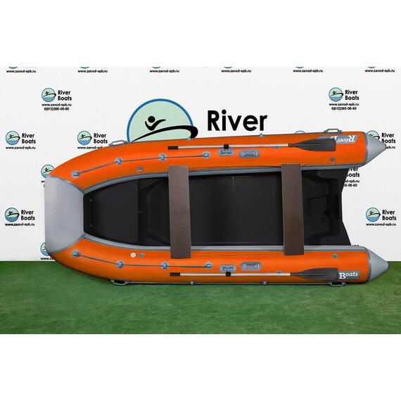 Надувная лодка РИБ RiverBoats RB  400 Встроенный рундук (серо-оранжевый), Цвет: серо-оранжевый, фото , изображение 2