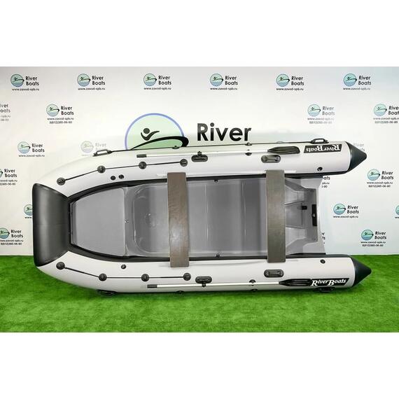 Надувная лодка RiverBoats RB 430 (Встроенный рундук) (транец S— 410 мм.), Цвет: черно-белый, фото , изображение 2