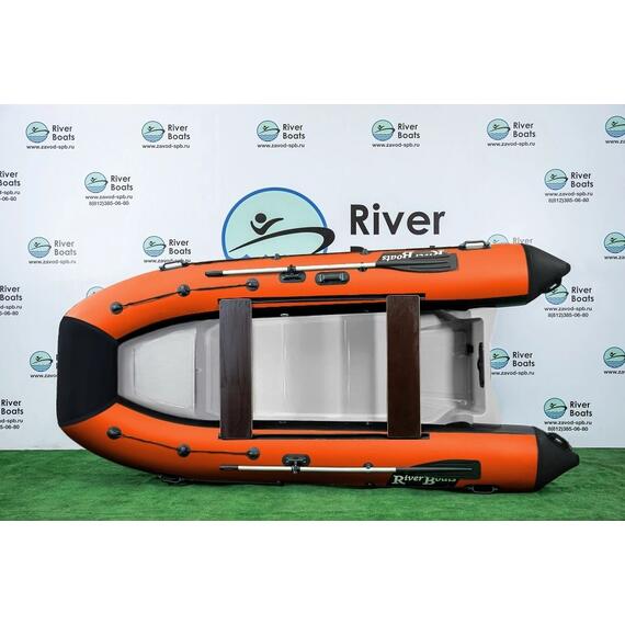 Надувная лодка РИБ RiverBoats RB 380 Встроенный рундук (черно-оранжевый), Цвет: черно-оранжевый, фото , изображение 3
