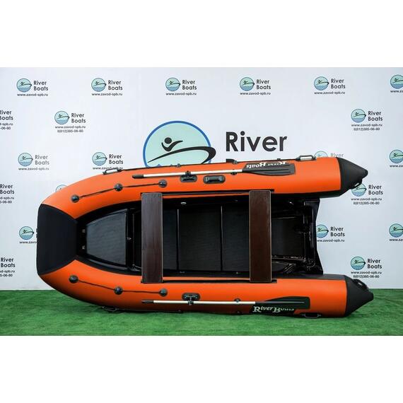 Надувная лодка РИБ RiverBoats RB 380 Встроенный рундук (черно-оранжевый), Цвет: черно-оранжевый, фото , изображение 2