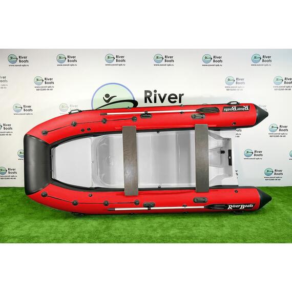 Надувная лодка RiverBoats RB 430 (Встроенный рундук) (транец S— 410 мм.), Цвет: черно-красный, фото 