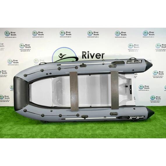 Надувная лодка RiverBoats RB 430 (Встроенный рундук) (транец L — 515 мм.), Цвет: черно-серый, фото 