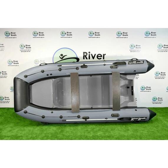 Надувная лодка RiverBoats RB 430 (Встроенный рундук) (транец S— 410 мм.), Цвет: черно-серый, фото , изображение 2