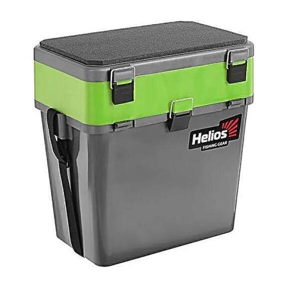 Ящик рыболовный зимний Helios 19 л (серый/салатовый), Цвет: серый/салатовый, Объем, л: 19 л, Длина, см: 39 см (по верху), 32 см - по низу, фото 