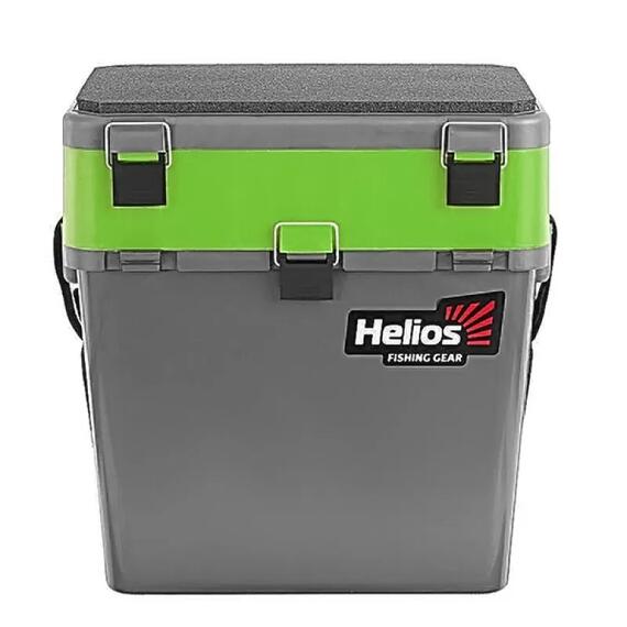 Ящик рыболовный зимний Helios 19 л (серый/салатовый), Цвет: серый/салатовый, Объем, л: 19 л, Длина, см: 39 см (по верху), 32 см - по низу, фото , изображение 5