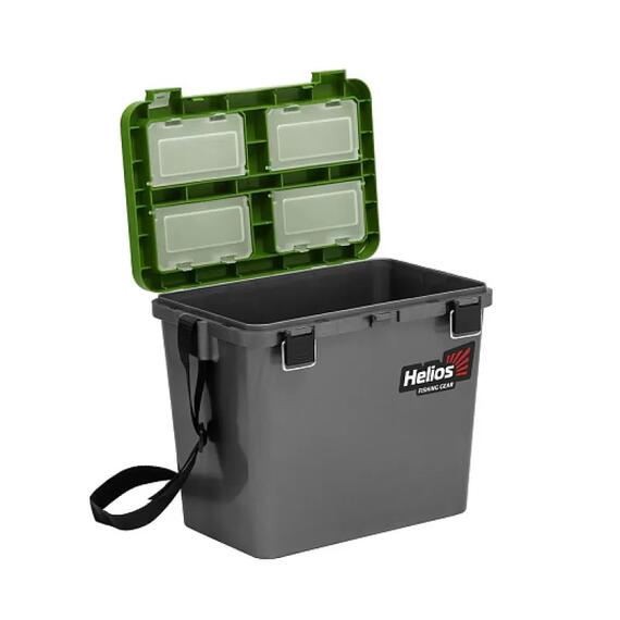 Ящик рыболовный зимний односекционный Helios 19 л (серый/оранжевый), Цвет: Серый/Оранжевый, Объем, л: 19 л, Длина, см: 39 см (по верху), 32 см - по низу, фото , изображение 4