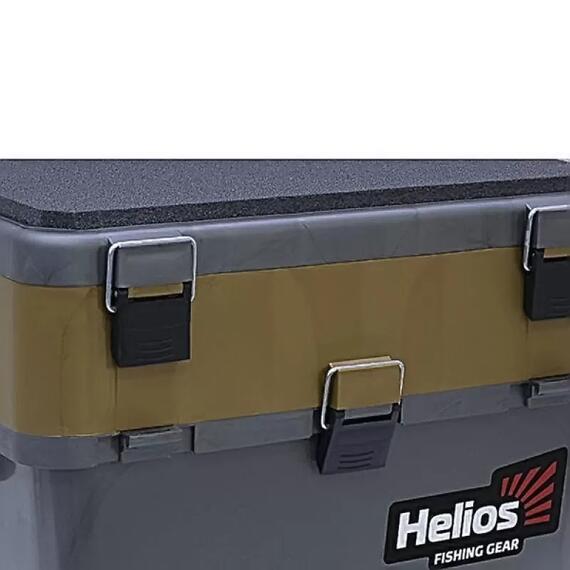 Ящик рыболовный зимний Helios 19 л (серый/золото), Цвет: серый/золото, Объем, л: 19 л, Длина, см: 39 см (по верху), 32 см - по низу, фото , изображение 2