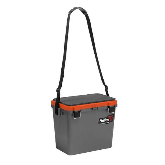 Ящик рыболовный зимний односекционный Helios 19 л (серый/салатовый), Цвет: серый/салатовый, Объем, л: 19 л, Длина, см: 39 см (по верху), 32 см - по низу, фото , изображение 3