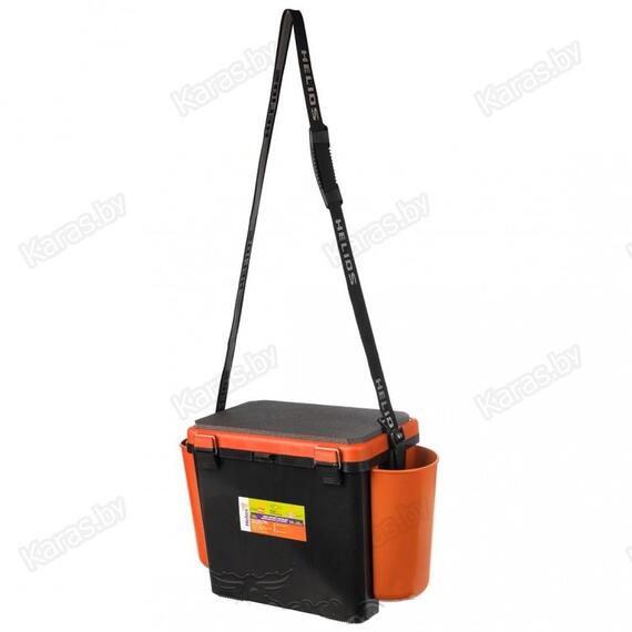Ящик рыболовный зимний Helios 19 л с карманами односекционный (оранжевый), Цвет: черный/оранжевый, Объем, л: 19 л, Длина, см: с учетом навесных карманов: 50; без навесных карманов: 38., фото , изображение 9