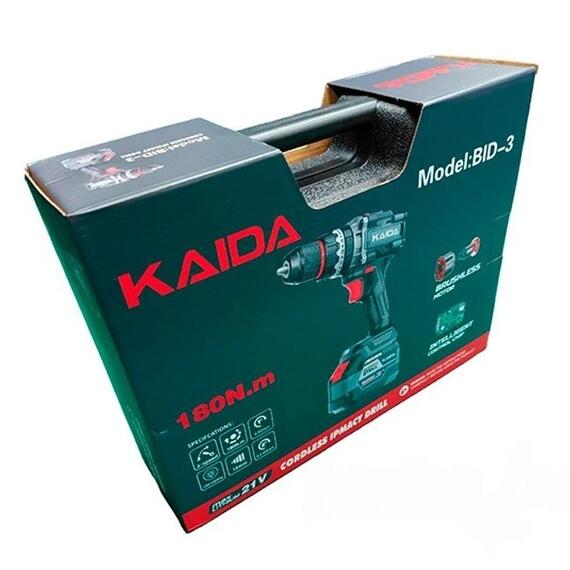 Шуруповерт-электробур Kaida BID 3, 21V, 180 Нм, 2 х 8Ah в кейсе, фото , изображение 2