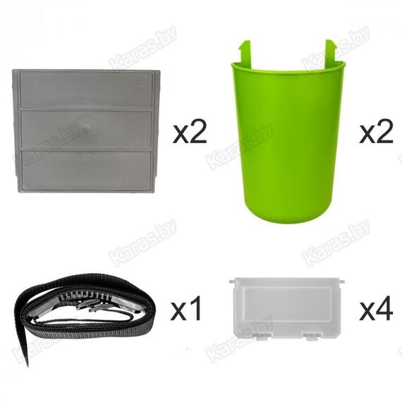 Ящик рыболовный зимний Helios 19 л с карманами односекционный (салатовый), Цвет: черный/салатовый, Объем, л: 19 л, Длина, см: с учетом навесных карманов: 50; без навесных карманов: 38., фото , изображение 9