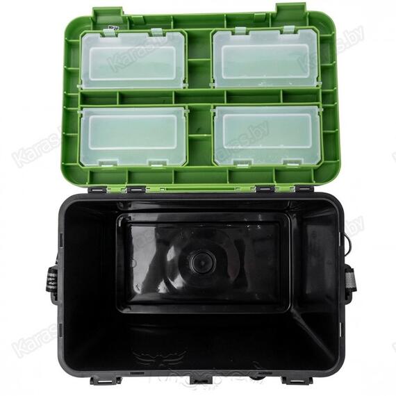 Ящик рыболовный зимний односекционный Helios Shark 19 л (салатовый) , Цвет: черный/салатовый, Объем, л: 19 л, Длина, см: 39 см (по верху), 32 см - по низу, фото , изображение 4