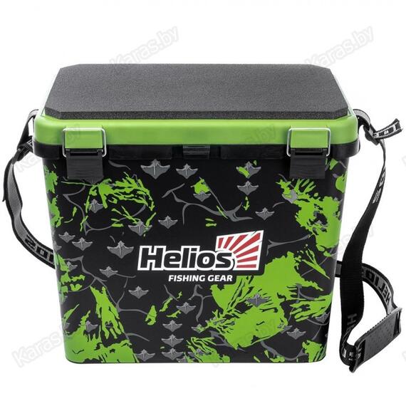 Ящик рыболовный зимний односекционный Helios Shark 19 л (салатовый) , Цвет: черный/салатовый, Объем, л: 19 л, Длина, см: 39 см (по верху), 32 см - по низу, фото , изображение 2