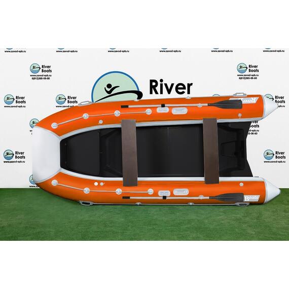 Надувная лодка РИБ RiverBoats RB 400 Встроенный рундук (бело-оранжевый), Цвет: бело-оранжевый, фото , изображение 3