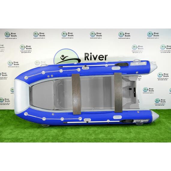 Надувная лодка RiverBoats RB 430 (Встроенный рундук) (транец S— 410 мм.), Цвет: Бело-синий, фото 
