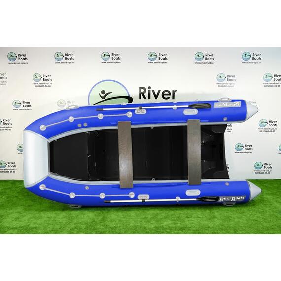 Надувная лодка RiverBoats RB 430 (Встроенный рундук) (транец S— 410 мм.), Цвет: Бело-синий, фото , изображение 3