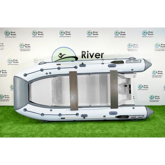 Надувная лодка RiverBoats RB 430 (Встроенный рундук) (транец L — 515 мм.), Цвет: серо-белый, фото , изображение 2