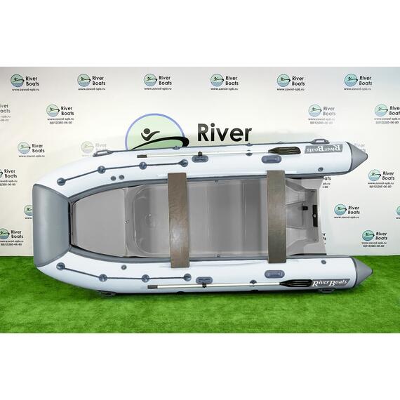 Надувная лодка RiverBoats RB 430 (Встроенный рундук) (транец L — 515 мм.), Цвет: серо-белый, фото 
