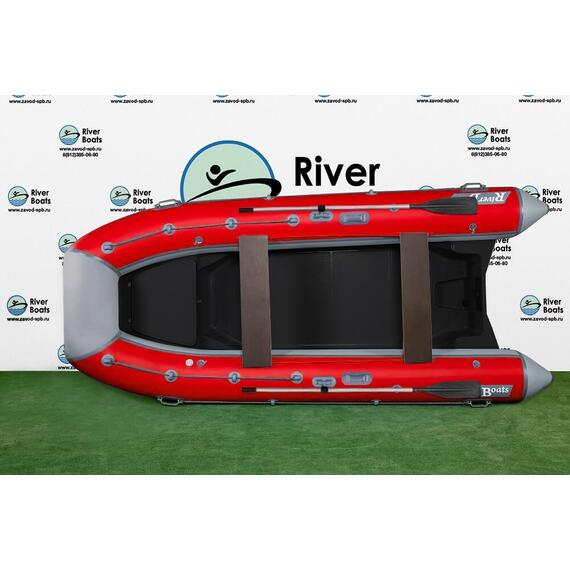 Надувная лодка РИБ RiverBoats RB 400 Встроенный рундук (серо-красный), Цвет: серо-красные, фото , изображение 3