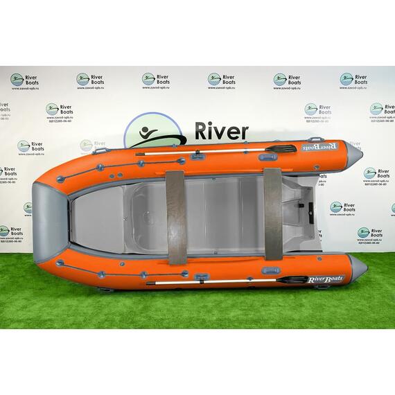 Надувная лодка RiverBoats RB 430 (Встроенный рундук) (транец L — 515 мм.), Цвет: серо-оранжевый, фото 
