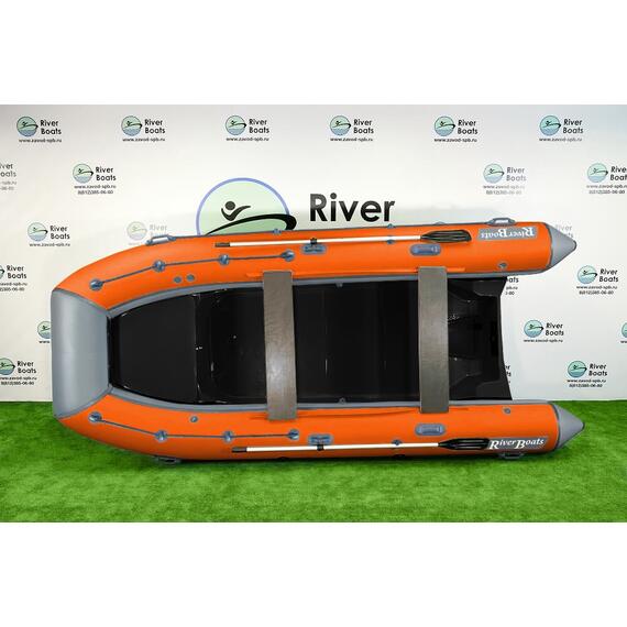 Надувная лодка RiverBoats RB 430 (Встроенный рундук) (транец S— 410 мм.), Цвет: серо-оранжевый, фото , изображение 3