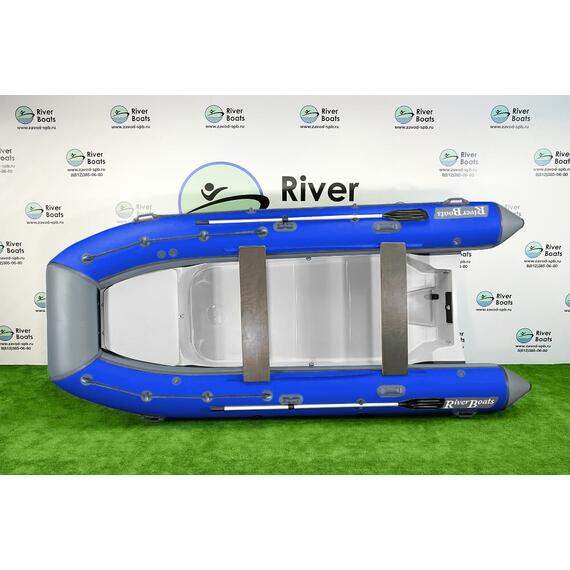 Надувная лодка RiverBoats RB 430 (Встроенный рундук) (транец L — 515 мм.), Цвет: серо-синий, фото 