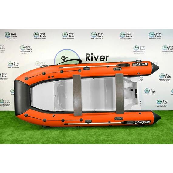 Надувная лодка RiverBoats RB 430 (Встроенный рундук) (транец L — 515 мм.), Цвет: черно-оранжевый, фото 