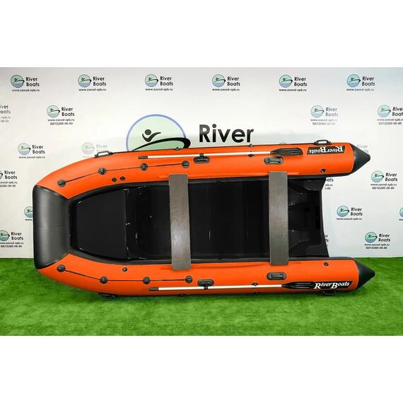Надувная лодка RiverBoats RB 430 (Встроенный рундук) (транец S— 410 мм.), Цвет: черно-оранжевый, фото , изображение 2