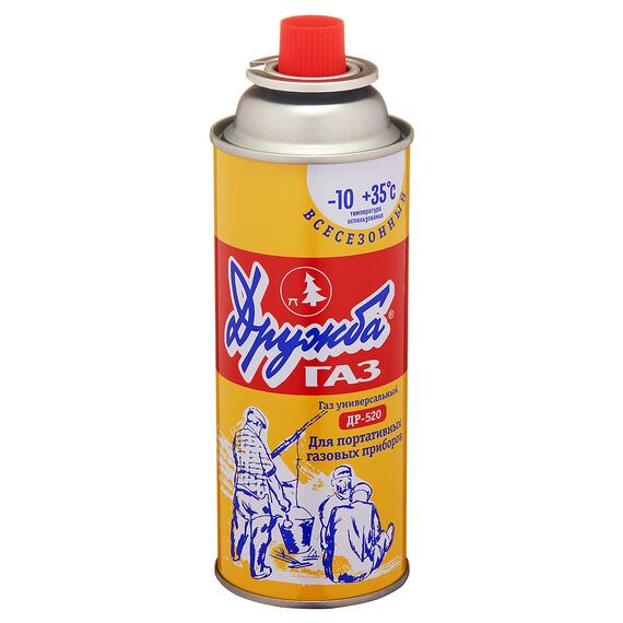 Газ баллон ДРУЖБА (ДР-520) для портативных приборов - 220 г, цанговый, фото 