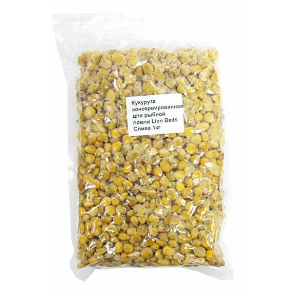 Lion baits Кукуруза натуральная "Слива" в вакууме 1кг, Вкус для группировки: Слива, Вес, гр: 1000, фото 
