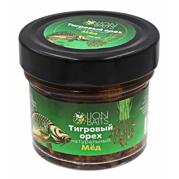 Lion baits Тигровый орех натуральный в стеклянной банке "Мед" 110мл, Вкус для группировки: Мед, фото 